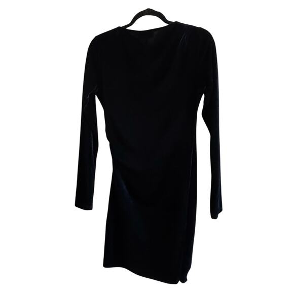 REISS $240 Midnight Blue Velvet Long Sleeve Cut Out Mini Dress Size 4 - Picture 7 of 11